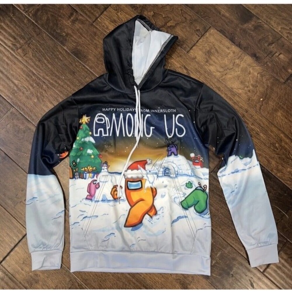 Among Us Christmas Graphic‎ Lightweight Hoodie Men's 2XL